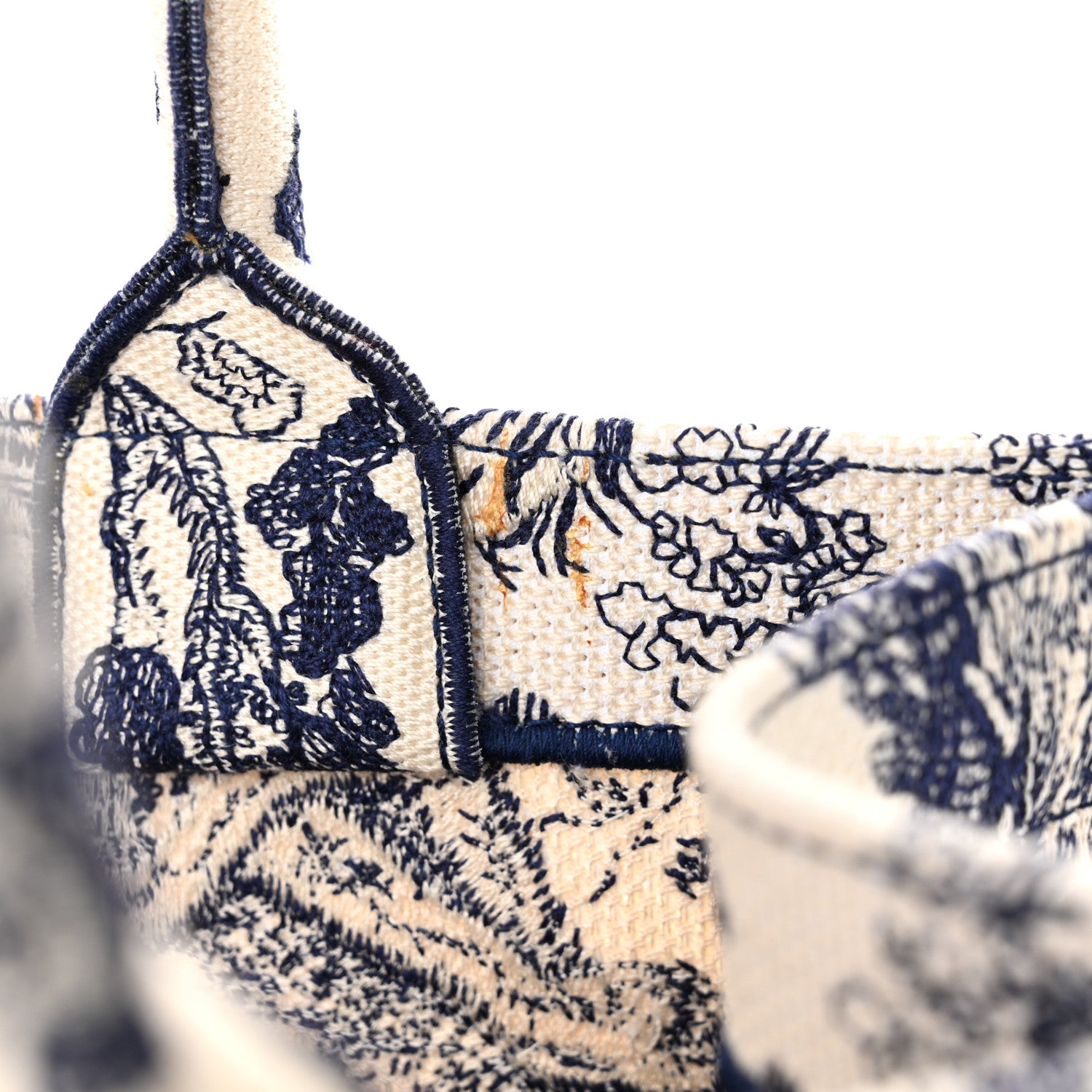 Canvas Embroidered Medium Dioriviera Toile De Jouy Reverse Book Tote Blue - Image 9