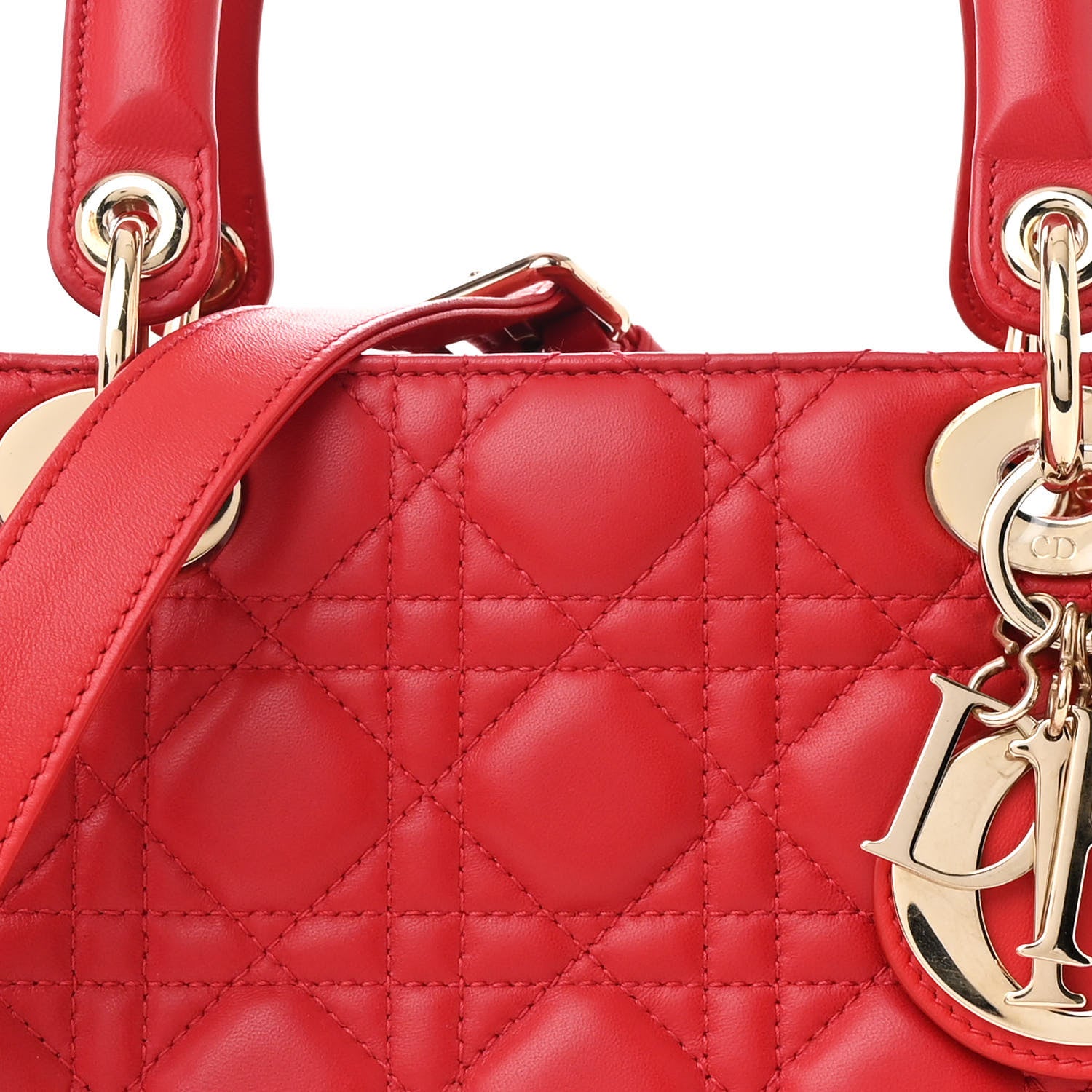 Lambskin Cannage Medium Lady Dior Red - Image 7