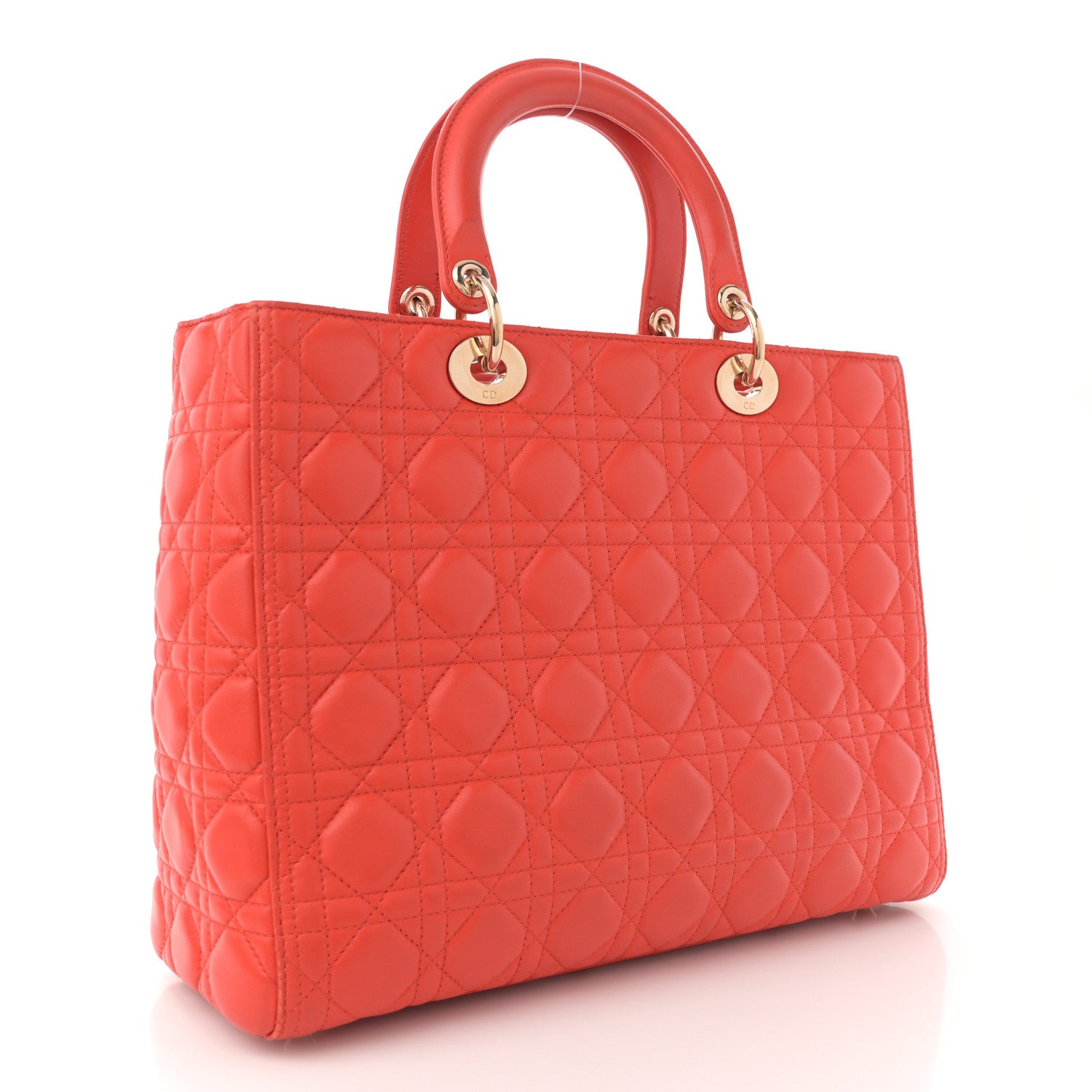 Lambskin Cannage Large Lady Dior Orange - Image 3