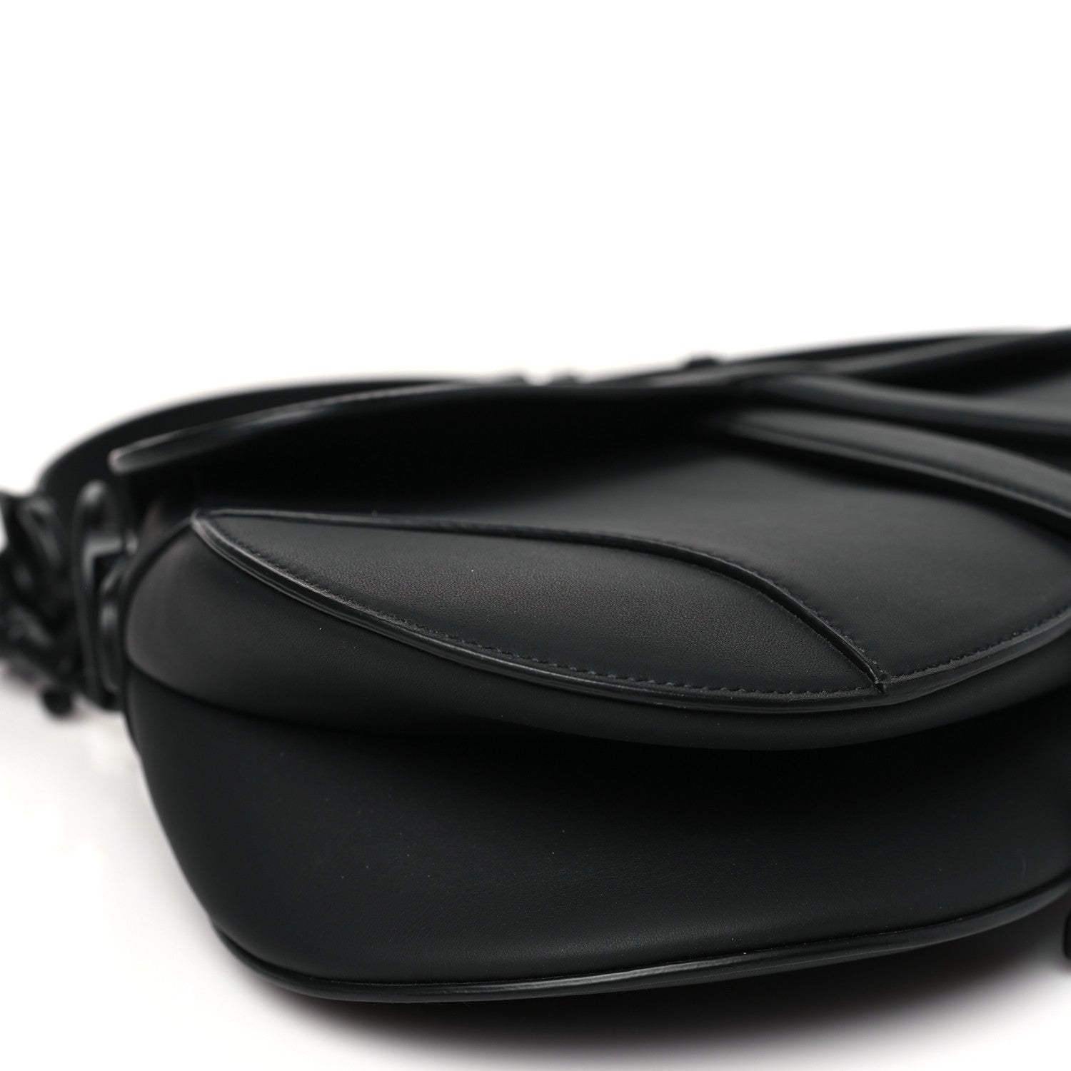 Ultra Matte Calfskin Saddle Bag With Strap Black - Image 8