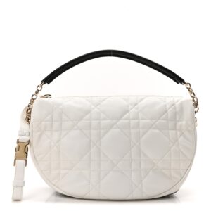 Lambskin Cannage Medium Dior Vibe Hobo Bag White