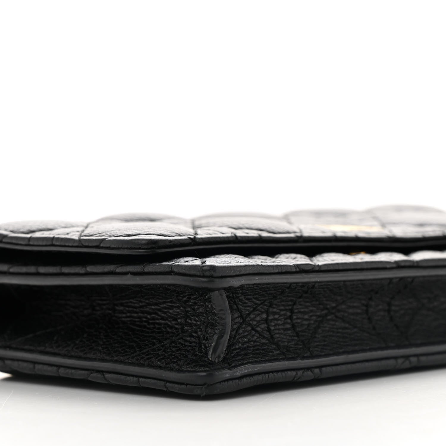 Supple Calfskin Caro Pouch with Chain Black - Image 9