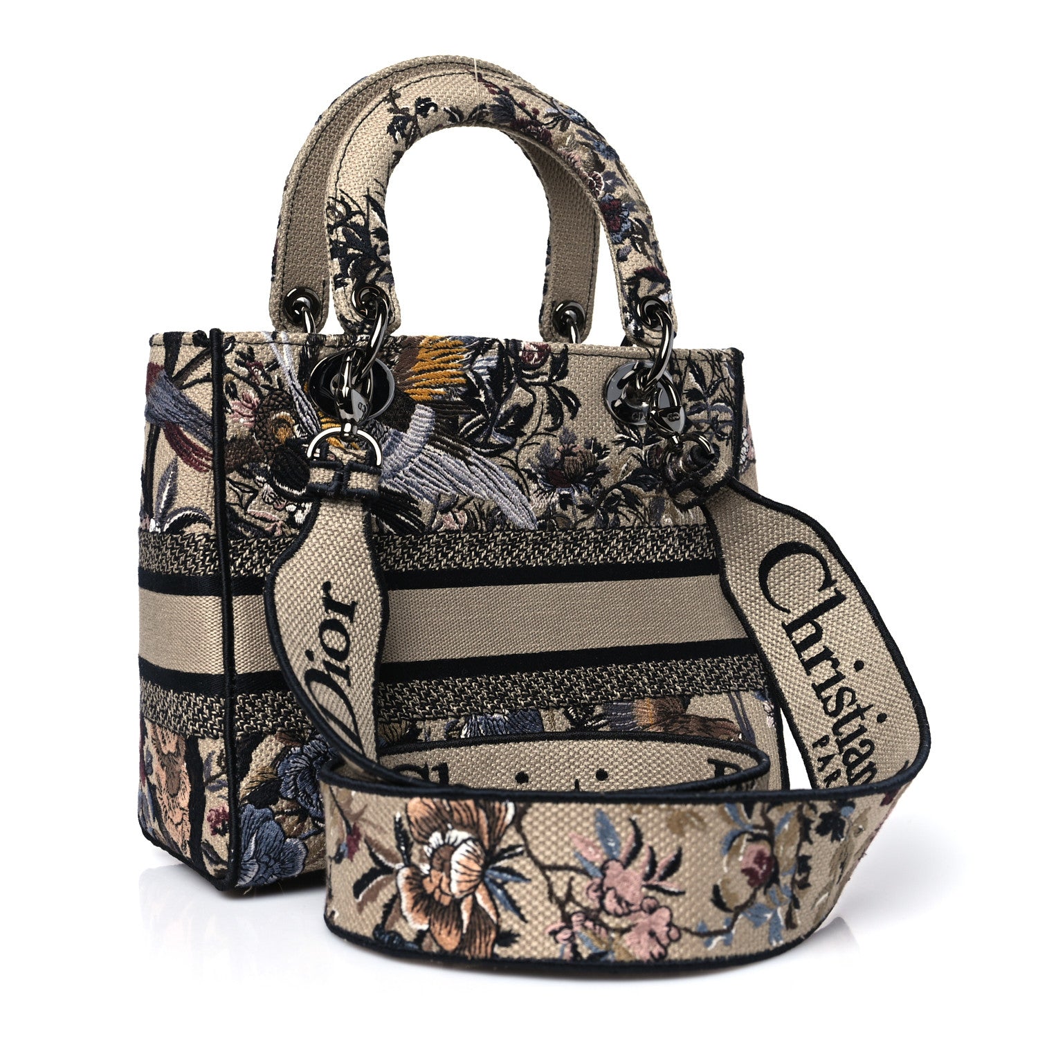 Canvas Embroidered Jardin D'Hiver Medium Lady D-Lite Beige Multicolor - Image 2