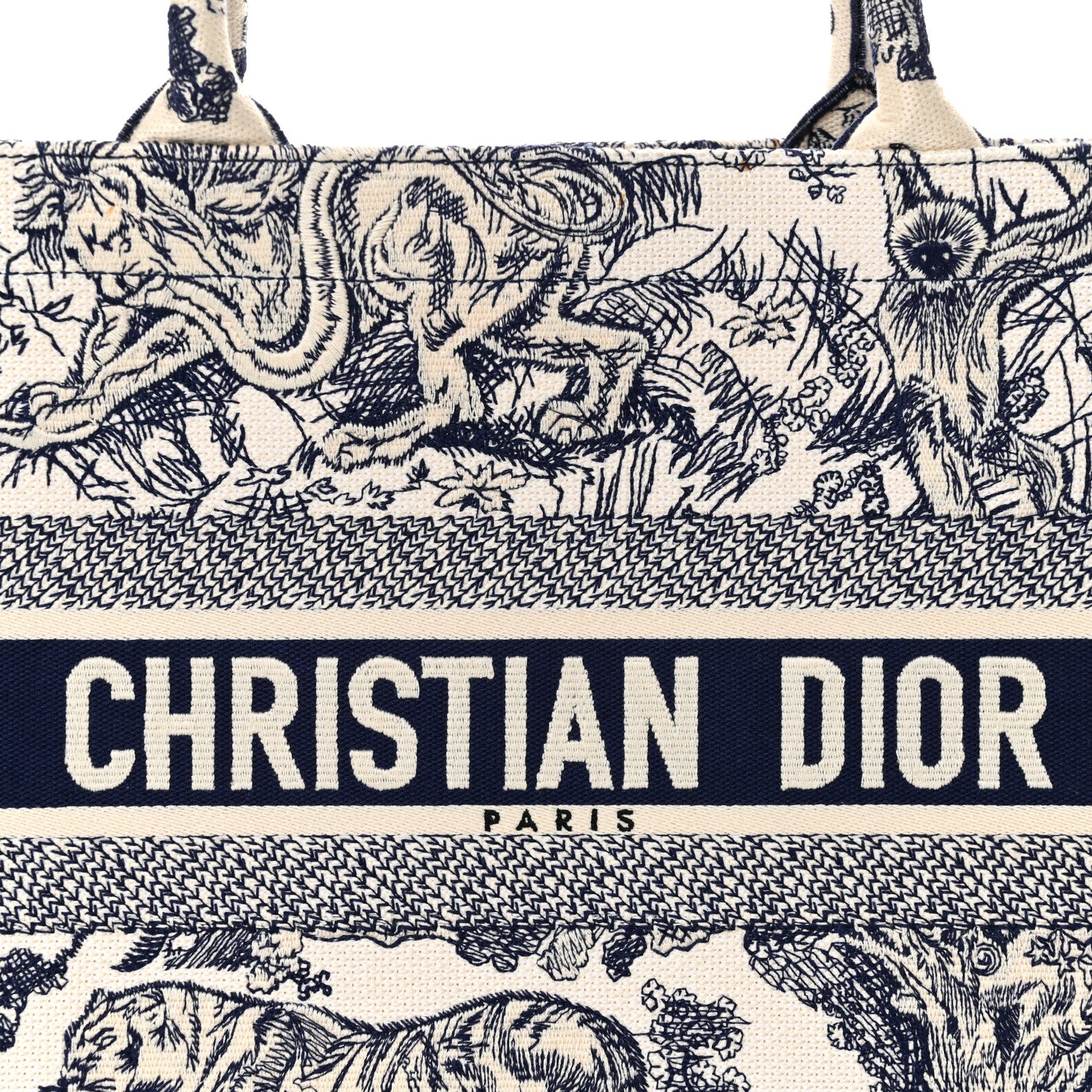 Canvas Embroidered Medium Dioriviera Toile De Jouy Reverse Book Tote Blue - Image 7