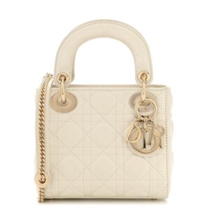 Lambskin Cannage Mini Lady Dior White