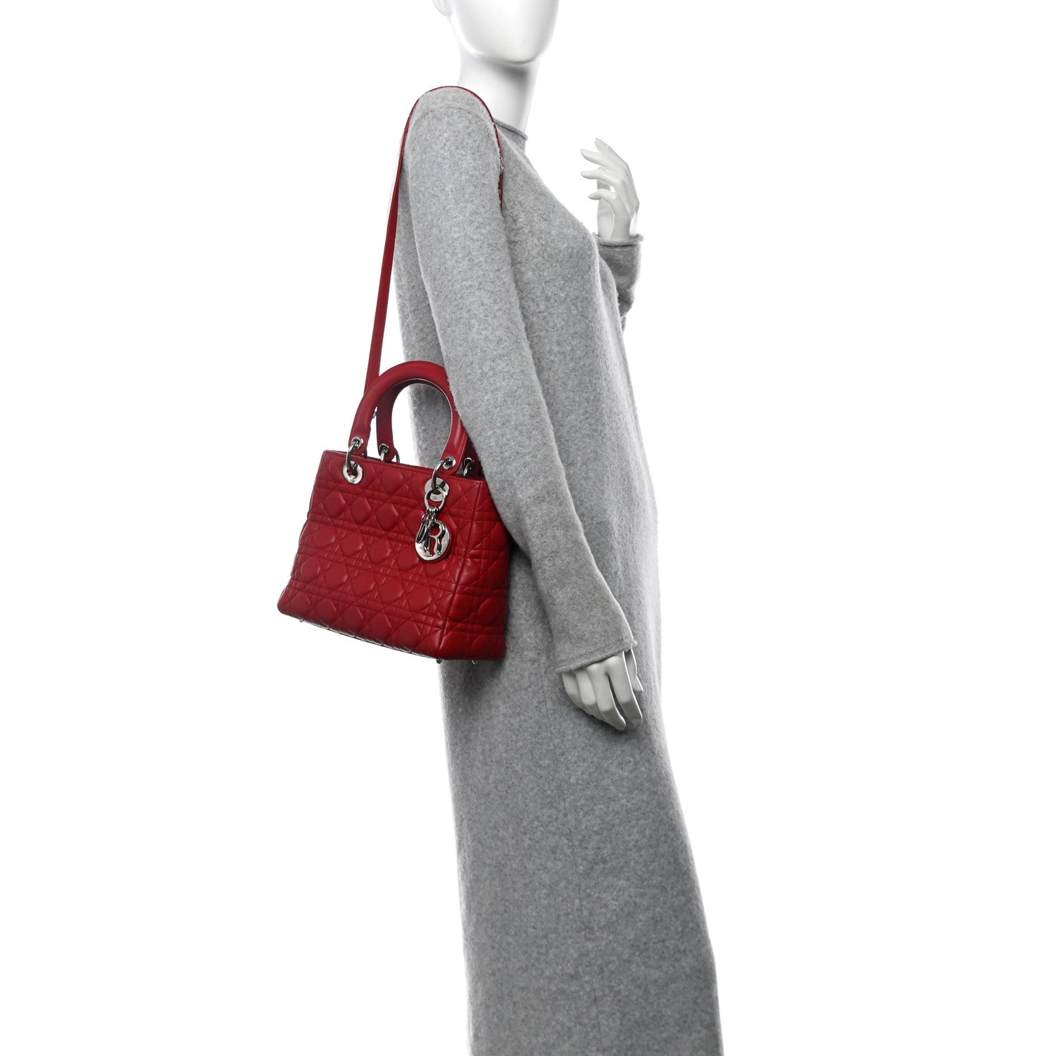 Lambskin Cannage Medium Lady Dior Red - Image 2