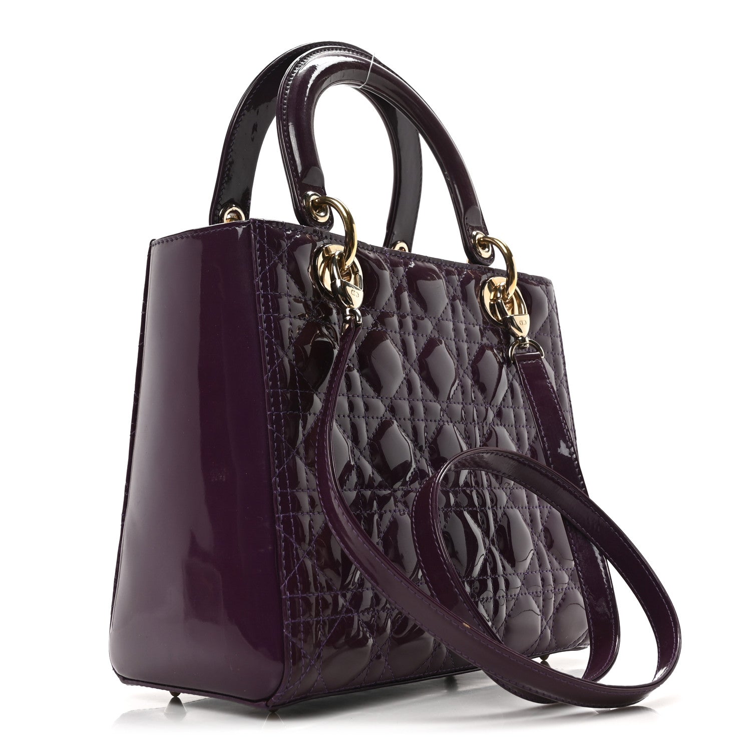 Patent Cannage Medium Lady Dior Purple - Image 3