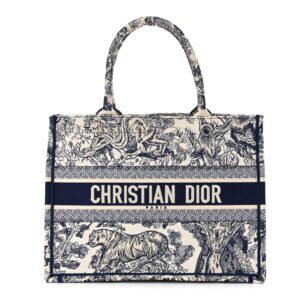 Canvas Embroidered Medium Dioriviera Toile De Jouy Book Tote Blue