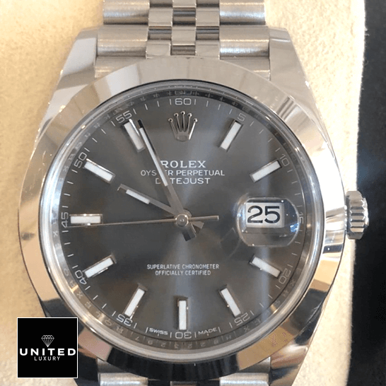 Rolex Datejust 126300 Grey Dial Perfect Clone Edition rolex datejust 126300 0008 replica front rolex-datejust-126300-0008-replica-front