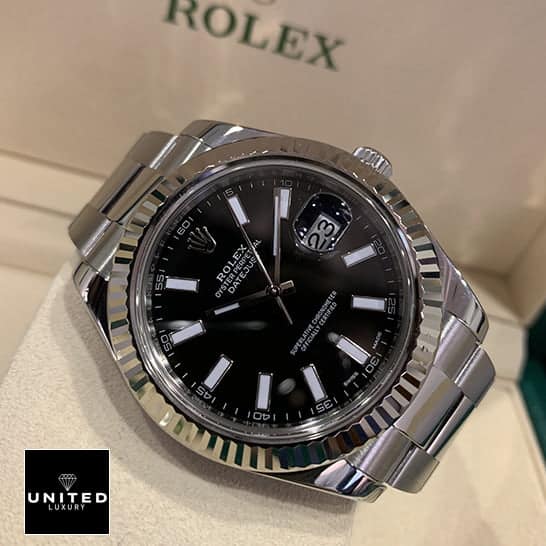 Rolex Datejust Automatic Black Dial 116334BKSO Top Replica 1:1 rolex datejust silver replica1 Rolex Datejust II Automatic Black Dial 116334BKSO Fluted Bezel Replica in the box