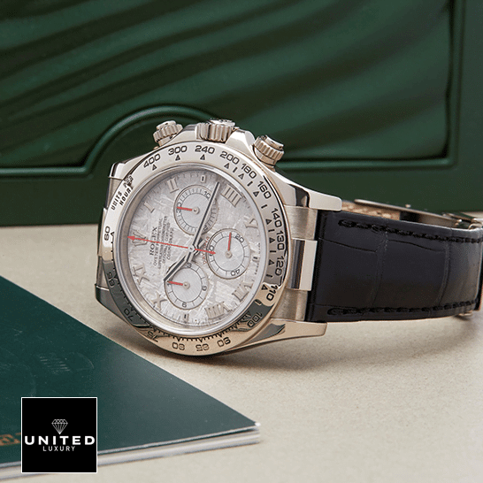 Rolex Daytona 116519 "White Roman Dial" First-Class Clone rolex daytona116519 replica 40mm Rolex Daytona 116519 Meteorite Dial Romen Numerial Replica on the table