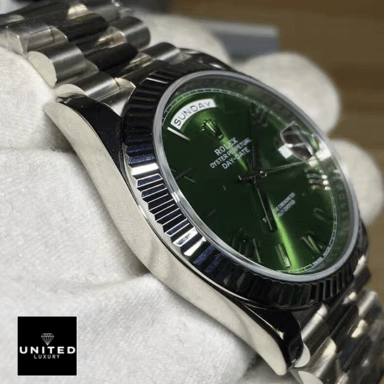 Rolex Day-Date 228239-0033 "Green Dial" Ultra Fine Replica rolex day date 228239 stainless steel green dial Rolex Day-Date Olive Green 228239 Stainlees Steel Case Replica