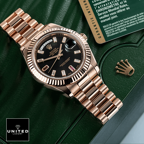 Rolex Day-Date II 218235 "Black Dial" Premium Replica 1:1 On the green Rolex box Rolex Day-Date II 218235