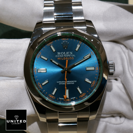 Rolex Milgauss Blue Dial 116400GV-0002 Super Clone Edition Rolex Milgauss 116400GV-0002 Stainless Steel Case and Bezel Replica