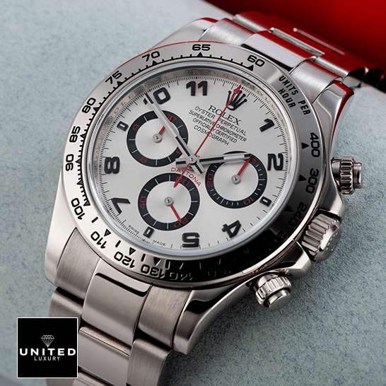 Rolex Daytona 116509 White Dial Replica and button & crown pusher