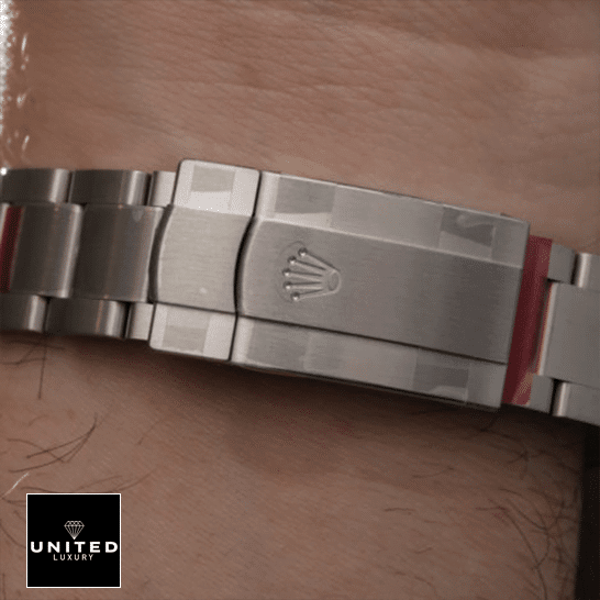 Rolex Oyster Perpetual 124300 "Orange Dial" Deluxe Clone 1:1 rolex oyster perpetual yellow dial 124300 replica clasp unitedluxurynet 1 Rolex Perpetual 124300 Oyster Bracelet Replica Fold Clasp on the Rolex Logo