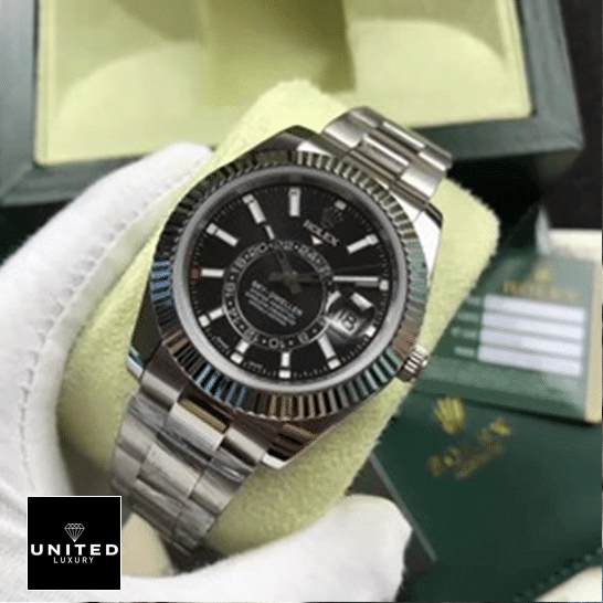 Rolex Sky-Dweller 326934 Black Dial Timepiece Ultra Fine Replica rolex sky dweller black dial 326934 oyster box steel 1 rolex_sky-dweller_black_dial_326934_oyster_box_steel-1