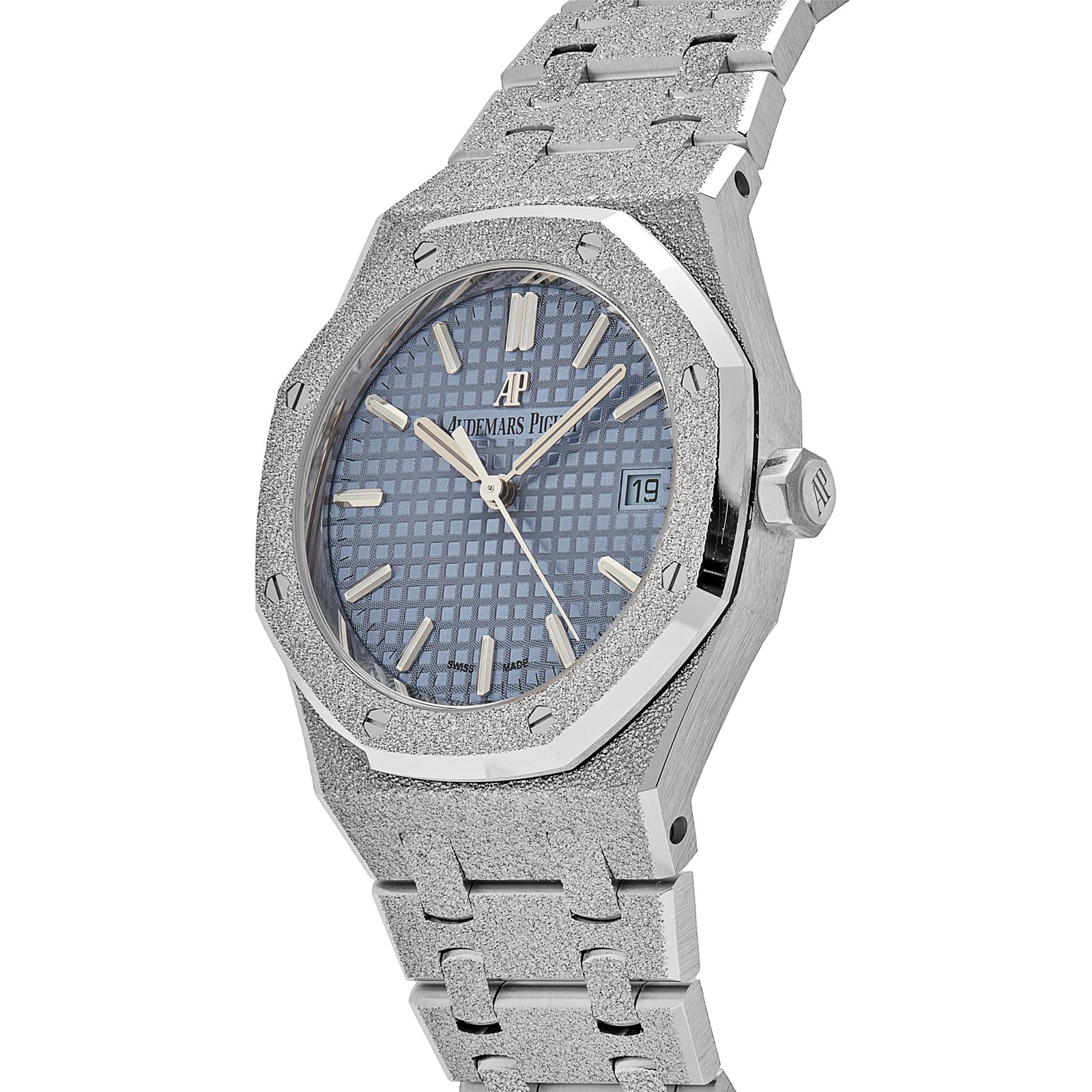 Audemars Piguet Royal Oak 77353BC.GG.1263BC.01 'Ladies' Selfwinding Frosted White Gold Light Blue Dial - Image 3