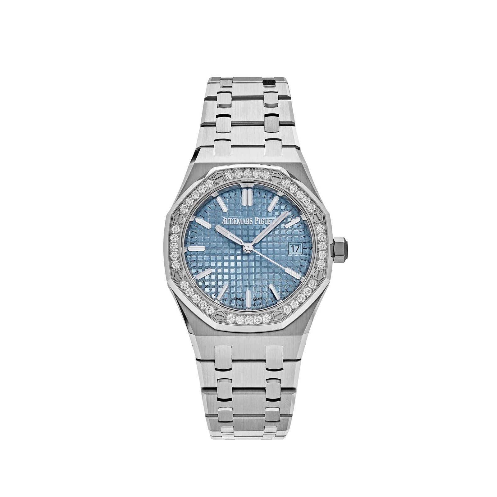 Audemars Piguet Royal Oak 77451ST.ZZ.1361ST.01 'Ladies' Selfwinding '50th Anniversary' Stainless Steel Light Blue Dial Diamond Bezel (2023)
