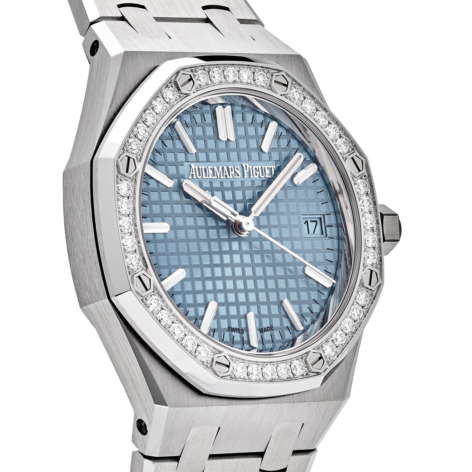 Audemars Piguet Royal Oak 77451ST.ZZ.1361ST.01 'Ladies' Selfwinding '50th Anniversary' Stainless Steel Light Blue Dial Diamond Bezel (2023) - Image 4