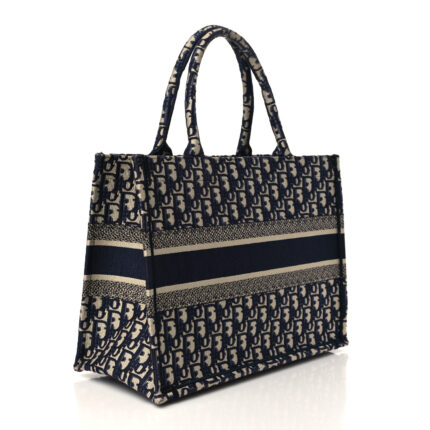 CHRISTIAN DIOR Oblique Medium Book Tote Blue Multicolor
