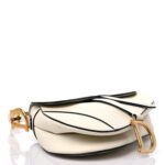 CHRISTIAN DIOR Grained Calfskin Saddle Bag White