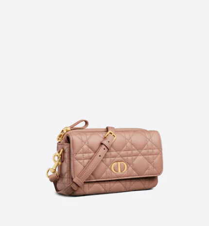 DIOR CARO POUCH Blush Supple Cannage Calfskin