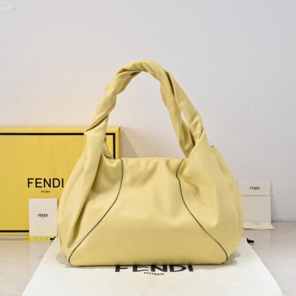 FENDI Spy Large Leather Shoulder Bag – Elegant Twist Handle, Signature Gold Hardware