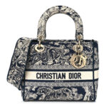 CHRISTIAN DIOR Toile de Jouy Embroidered Medium Lady D-Lite Blue