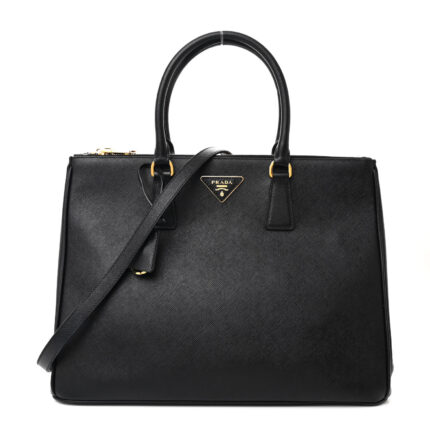 Saffiano Lux Large Galleria Double Zip Tote Black