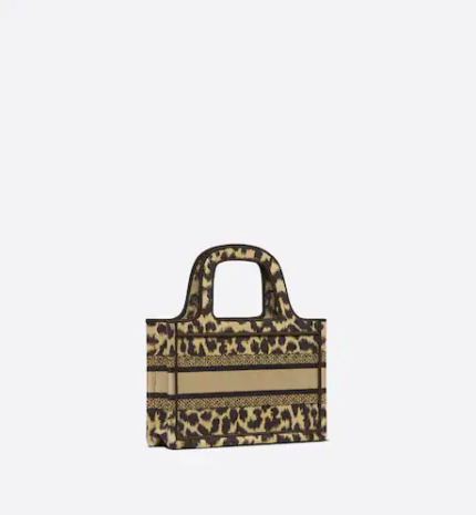 MINI DIOR BOOK TOTE Beige Multicolor Mizza Embroidery (22,5 x 15 x 6 cm)