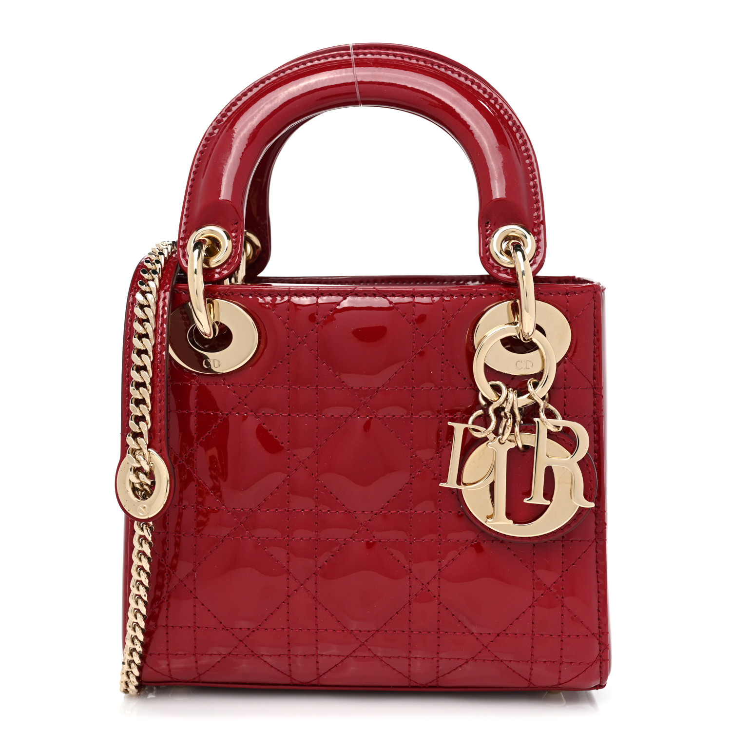 f9249664a4caae8709451feb7e67da1bfb0f7223cbfea41d21b2cbaeee69d10f.jpg CHRISTIAN DIOR Patent Cannage Mini Lady Dior Red