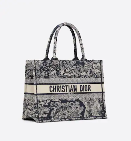 MEDIUM DIOR BOOK TOTE Blue Toile de Jouy Reverse Embroidery (36 x 27.5 x 16.5 cm)